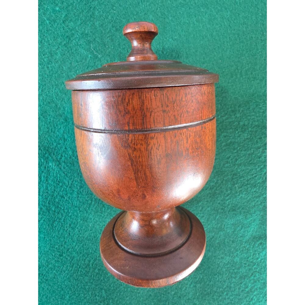 Turned  Wood Lidded Chalice, Vintage Turned Wood Vessel
